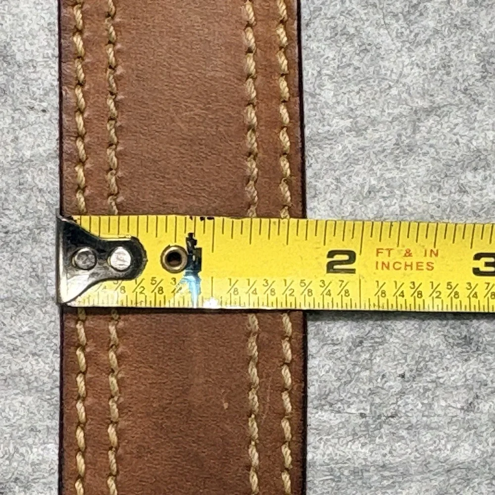 VTG Sears Leather Belt Brown Sz 42 Sundowner Reno Nevada Casino Brass Buckle USA